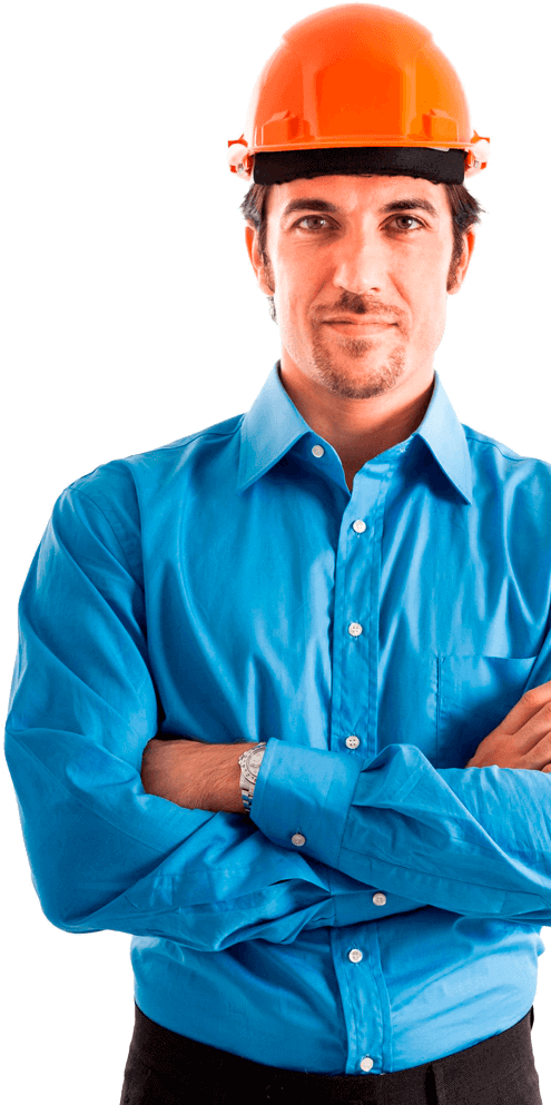 Hombre con casco y ropa de trabajo